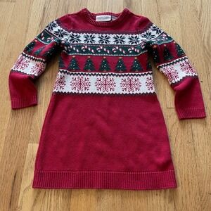 Girls Christmas Sweater Dress Snowflake Fair Isle Holiday Knit Winter 3T Kids
